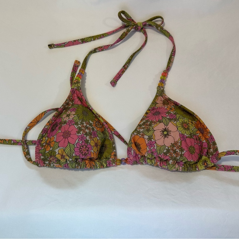 Wild Fable Peach and Floral Bikini Top
